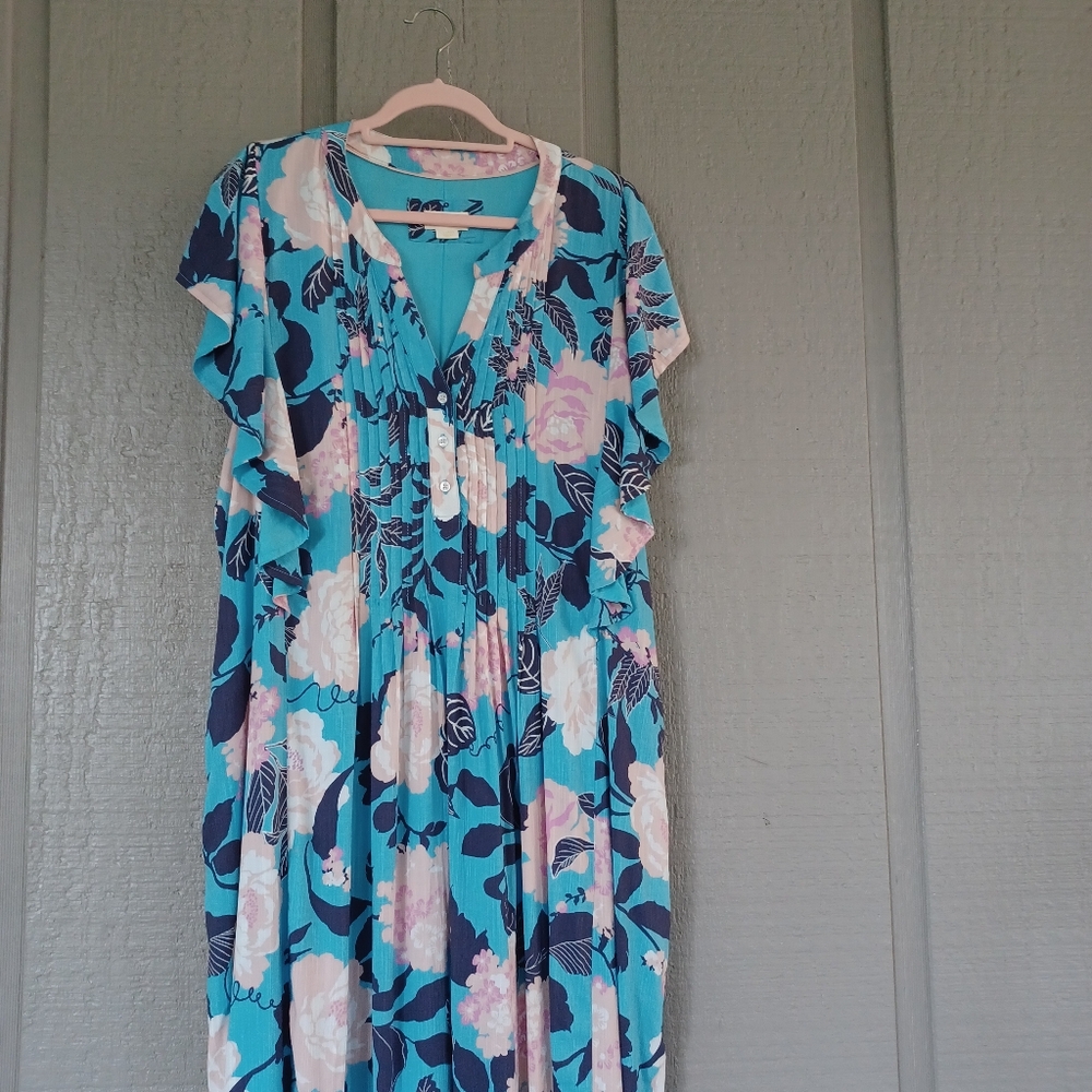 Anthropologie Maeve Cassandra Maxi Dress Size XL Women Feminine Pockets Buttons - Picture 3 of 15